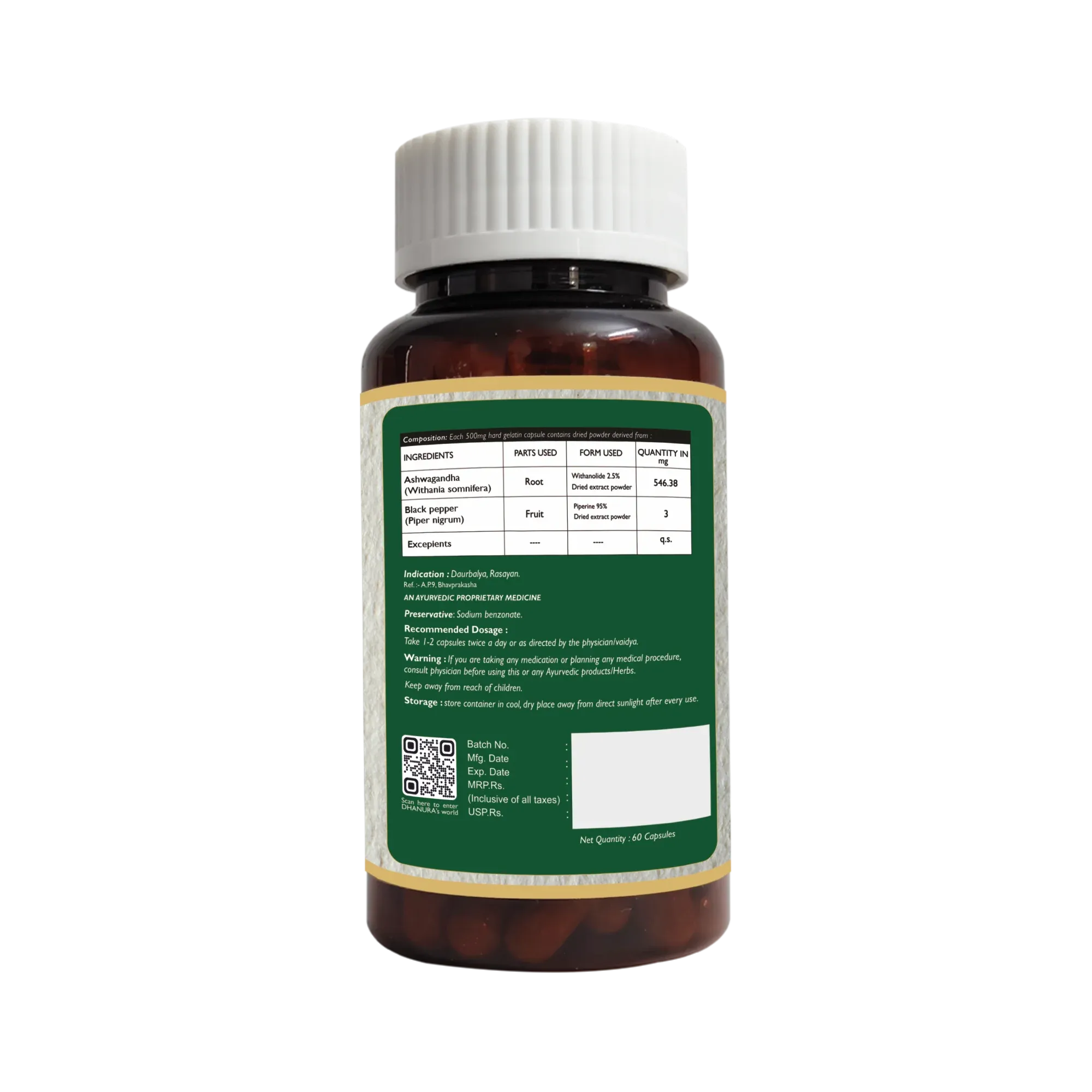Dhanura Ashwagandha - Ayurvedic Ashwagandha Tablets